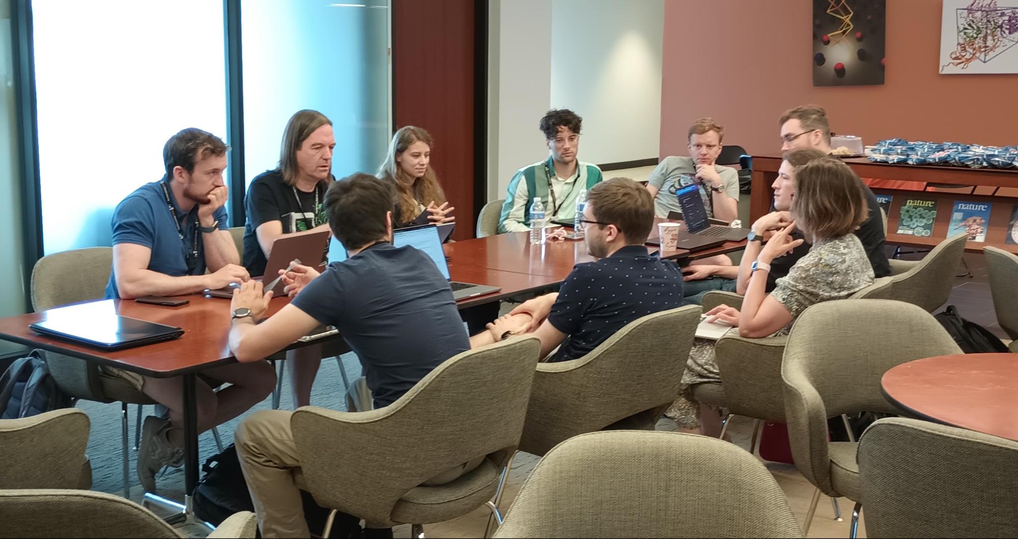 A group of software developers discusses design options for the particle physics data science software ecosystem at the PyHEP.dev workshop at Princeton, in July, 2023